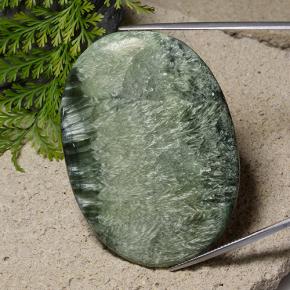 Medium Green Серафинит Камень - 81ct Овал Кабошон (ID: 485922)