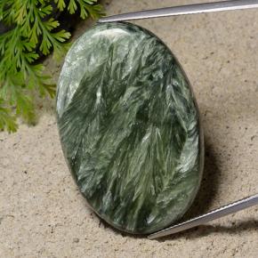 42.15 ct Green Seraphinite Gemstone, Seraphinite Gem in Oval Cabochon Shape for Sale.