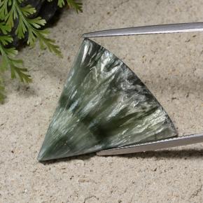 13.87 ct Green Seraphinite Stone, Natural Seraphinite in Shark Fin Cabochon Shape for Sale