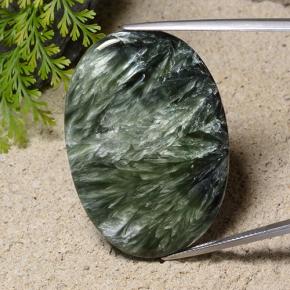 56.49ct Oval Cabochon Green Seraphinite from Russia, Dimension 41.3 x