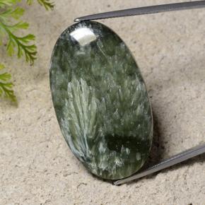 40.84 ct Green Seraphinite Gemstone, Seraphinite Gem in Oval Cabochon Shape for Sale.