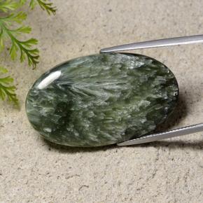 40.84 ct Green Seraphinite Stone, Natural Seraphinite in Oval Cabochon Shape for Sale