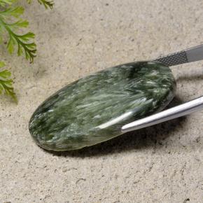 Seraphinite Gemstone in 37.1 x 21.9 mm Size for Sale, Seraphinite Stone in Green Color