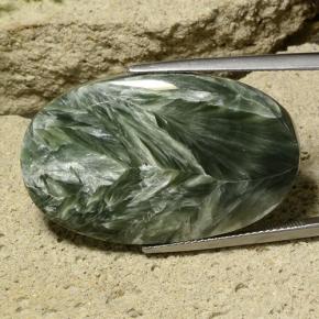 32.78 ct Green Seraphinite Stone, Natural Seraphinite in Oval Cabochon Shape for Sale