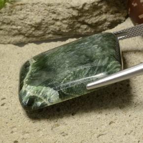 Seraphinite Gemstone in 29.9 x 24.7 mm Size for Sale, Seraphinite Stone in Dark Green Color