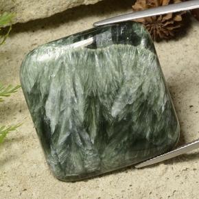 44.32 ct Green Seraphinite Gemstone, Seraphinite Gem in Cushion Cabochon Shape for Sale.