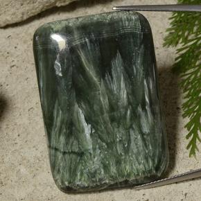 Deep Green Seraphinite Gem - 67.5ct Cushion Cabochon (ID: 486292)