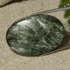 55.28 ct Green Seraphinite Stone, Natural Seraphinite in Oval Cabochon Shape for Sale