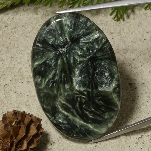 Multicolor Green Seraphinite Gem - 30.3ct Oval Cabochon (ID: 486295)