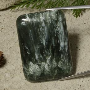 48.27 ct Green Seraphinite Gemstone, Seraphinite Gem in Cushion Cabochon Shape for Sale.