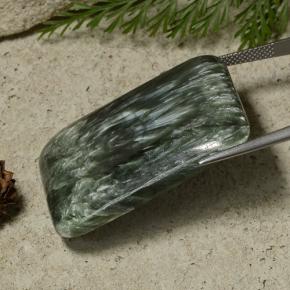 Seraphinite Gemstone in 35.8 x 26 mm Size for Sale, Seraphinite Stone in Dark Green Color