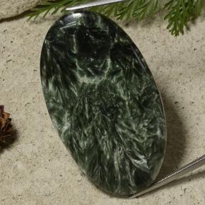 50.74 ct Green Seraphinite Gemstone, Seraphinite Gem in Oval Cabochon Shape for Sale.