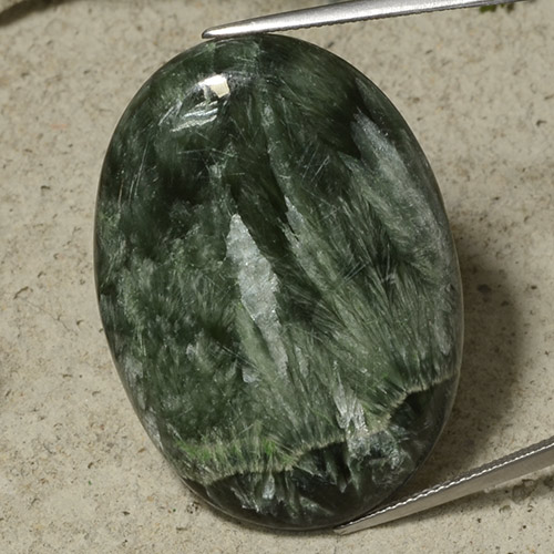 Forest Green Seraphinite Gem - 42.7ct Oval Cabochon (ID: 486300)