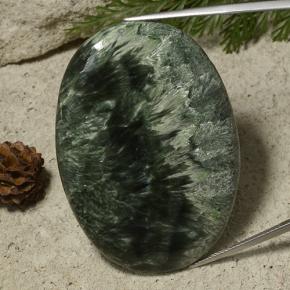 78.68 ct Green Seraphinite Gemstone, Seraphinite Gem in Oval Cabochon Shape for Sale.