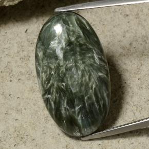 Army Green Serafinite Gem - 20.7ct Ovale cabochon (ID: 486306)