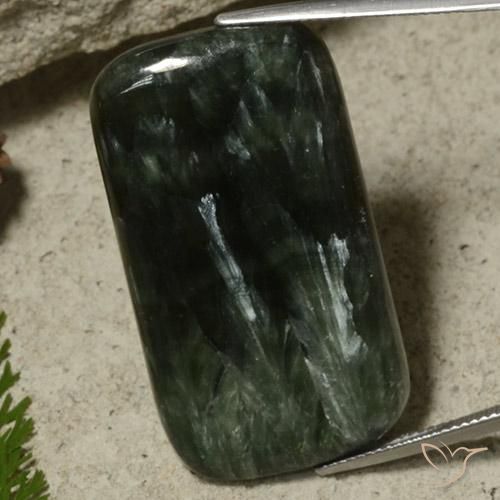 32.63 ct Multicolor Seraphinite Stone, Natural Seraphinite in Cushion Cabochon Shape for Sale