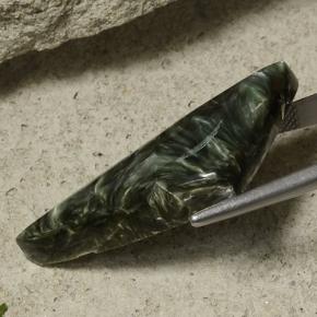 Seraphinite Gemstone in 39.3 x 15.4 mm Size for Sale, Seraphinite Stone in Multicolor Green Color