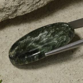 Seraphinite Gemstone in 36.6 x 23 mm Size for Sale, Seraphinite Stone in Dark Green Color