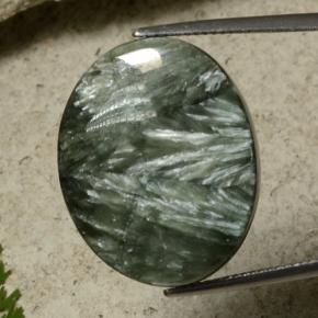 21.55 ct Green Seraphinite Gemstone, Seraphinite Gem in Oval Cabochon Shape for Sale.