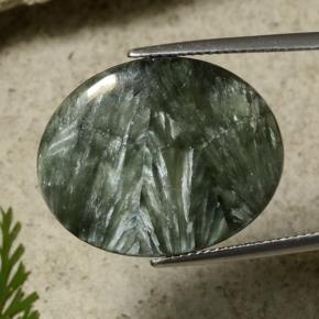 21.55 ct Green Seraphinite Stone, Natural Seraphinite in Oval Cabochon Shape for Sale