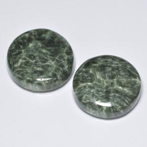 Verde medio Serafinita Gema - 8ct Cabujón Redondo (ID: 501864)