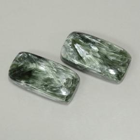 18.16 ctw Green Seraphinite Gemstones, Seraphinite Gems in Cushion Cabochon Shape for Sale.