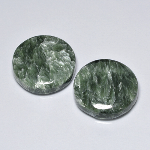 Medium Green Seraphinite Gem - 8.4ct Round Cabochon (ID: 501866)