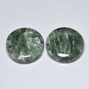 16.73 ctw Green Seraphinite Stones, Natural Seraphinite in Round Cabochon Shape for Sale