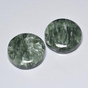 Seraphinite Gemstones in 16 mm (calibrated) Size for Sale, Seraphinite Stones in Medium Green Color