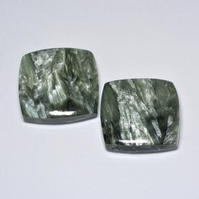 23.85 ctw Green Seraphinite Gemstones, Seraphinite Gems in Cushion Cabochon Shape for Sale.