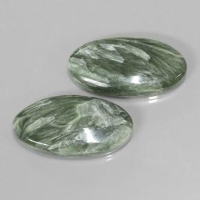 15.29 ctw Green Seraphinite Gemstones, Seraphinite Gems in Oval Cabochon Shape for Sale.