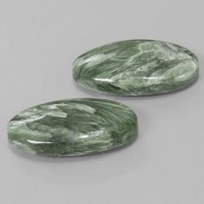 Seraphinite Gemstones in 21.4 x 11.1 mm Size for Sale, Seraphinite Stones in Earthy Green Color