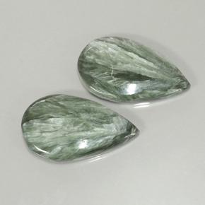 20.02 ctw Green Seraphinite Gemstones, Seraphinite Gems in Pear Cabochon Shape for Sale.