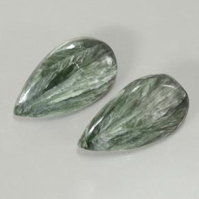 20.02 ctw Green Seraphinite Stones, Natural Seraphinite in Pear Cabochon Shape for Sale