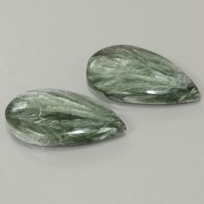 Seraphinite Gemstones in 25.6 x 15 mm Size for Sale, Seraphinite Stones in Green Color