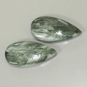 Medium Green Seraphinite Gem - 7.3ct Pear Cabochon (ID: 501874)