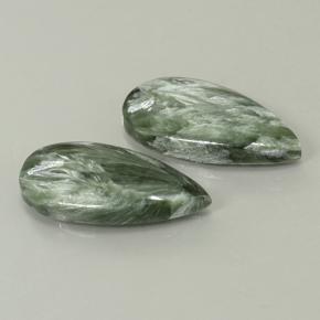 Seraphinite Gemstones in 22.1 x 11.2 mm Size for Sale, Seraphinite Stones in Medium Green Color