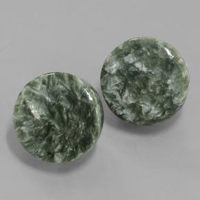 11.18 ctw Green Seraphinite Stones, Natural Seraphinite in Round Cabochon Shape for Sale