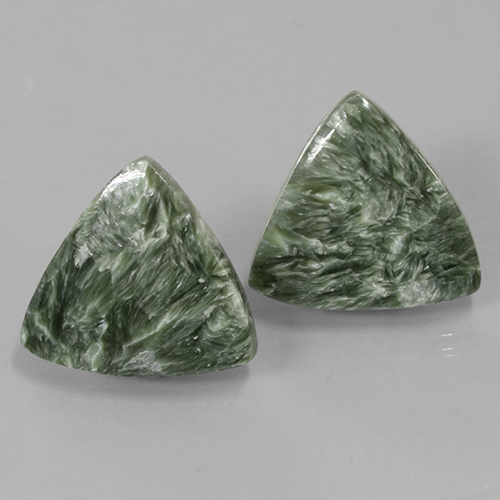 Medium Green Seraphinite Gem - 9.3ct Trillion Cabochon (ID: 501908)