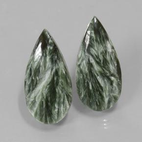 21.34 ctw Green Seraphinite Gemstones, Seraphinite Gems in Pear Cabochon Shape for Sale.