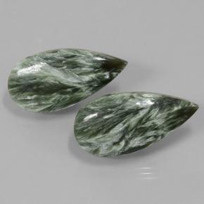 21.34 ctw Green Seraphinite Stones, Natural Seraphinite in Pear Cabochon Shape for Sale