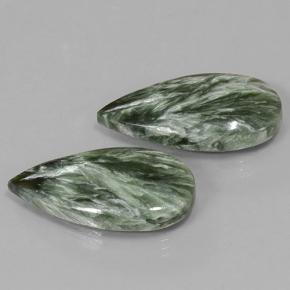 Seraphinite Gemstones in 25.8 x 12.6 mm Size for Sale, Seraphinite Stones in Green Color