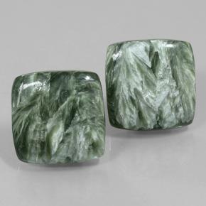 24.45 ctw Green Seraphinite Gemstones, Seraphinite Gems in Cushion Cabochon Shape for Sale.