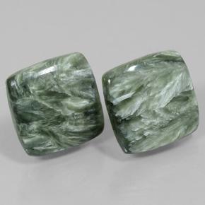 24.45 ctw Green Seraphinite Stones, Natural Seraphinite in Cushion Cabochon Shape for Sale