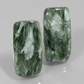18.35 ctw Green Seraphinite Gemstones, Seraphinite Gems in Cushion Cabochon Shape for Sale.