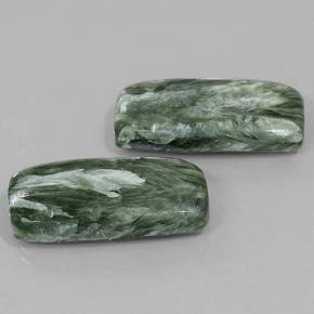 Seraphinite Gemstones in 21.8 x 11.2 mm Size for Sale, Seraphinite Stones in Medium Green Color