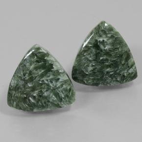 16.71 ctw Green Seraphinite Gemstones, Seraphinite Gems in Trillion Cabochon Shape for Sale.