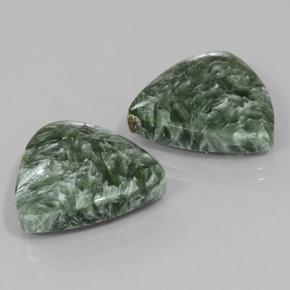 Seraphinite Gemstones in 16.8 x 16.4 mm Size for Sale, Seraphinite Stones in Earthy Green Color