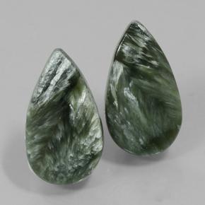 11.98 ctw Green Seraphinite Gemstones, Seraphinite Gems in Pear Cabochon Shape for Sale.