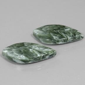 Seraphinite Gemstones in 25.3 x 13.3 mm Size for Sale, Seraphinite Stones in Green Color